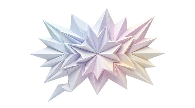 Pastel origami star paper craft isolated on white background for creative design projects