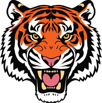 Angry Tiger Graphic Vector, Mad tiger animal mascot head, Angry wild cat head vector, Tiger head emblem design, Gaming clan tournament logo.