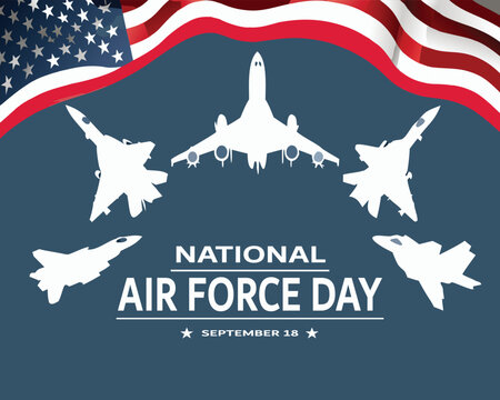 U.S. Air Force Day Poster | September 18 USAF Birthday Celebration with Military Aircraft, Airpower, American Flag and Aviation Heritage