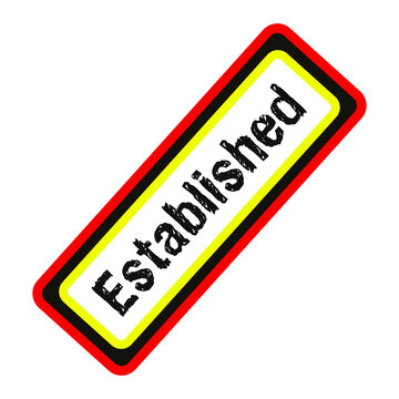Red and yellow established business badge icon