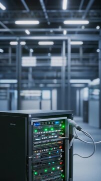 Compact edge computing server cabinet in modern industrial facility