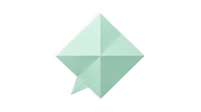 Light green paper origami star shape isolated on white background