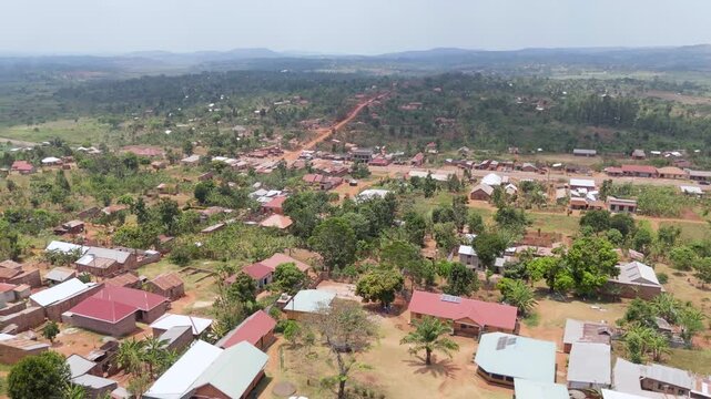 Aerial view of Ngogwe town overlooking the Kampala - Jinja expressway