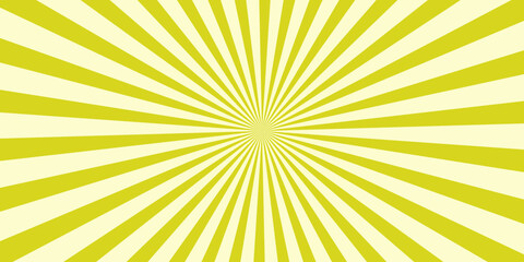 Fototapeta premium Vibrant yellow sunburst background with vivid beams shooting out in every direction, abstract retro design for book cover, product label and event backdrop.