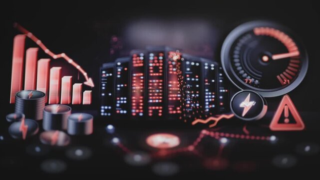 Energy and finance indicators fluctuate across server dashboard