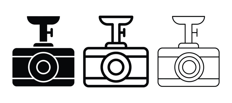 Dash cam icon vector set, car camera symbol collection