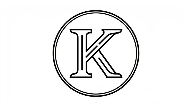 Minimalist letter k monogram logo in a circle outline