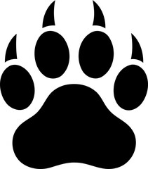 Black animal paw print icon with sharp claws isolated on transparent background © MstKakoli