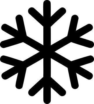 Black snowflake icon for winter and christmas design isolated on transparent background