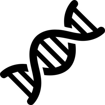 Simple black dna helix icon for science and biology isolated on transparent background
