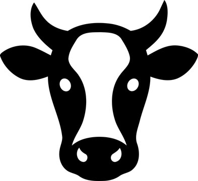 Simple black and white cow head icon design isolated on transparent background