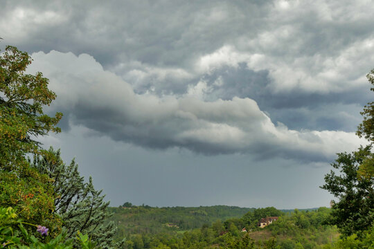Roll or Shelf Cloud (Arcus Cloud) in a Dordogne valley. Seen as the leading edge of an approaching storm.
