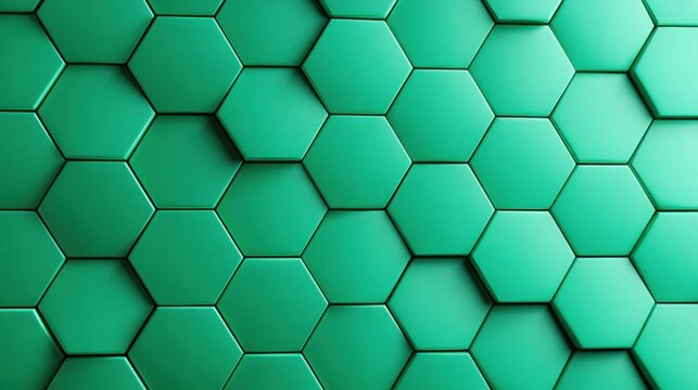 The design features a green hexagon pattern with soft extrusion and shadow, formed into a 3d structure providing good space for text or graphics