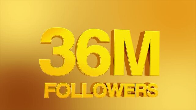 36 million followers milestone celebration animation for social media 4K