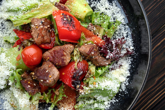 Warm Beef Salad with Cherry Tomatoes and Parmesan
