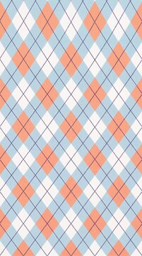 Orange and light blue argyle pattern fabric texture background
