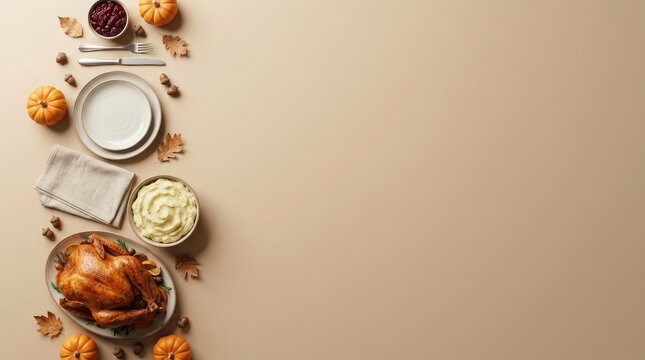 A beautifully arranged vibrant and festive thanksgiving day celebration in canada featuring a delightful spread of traditional foods and warm autumn colors creating