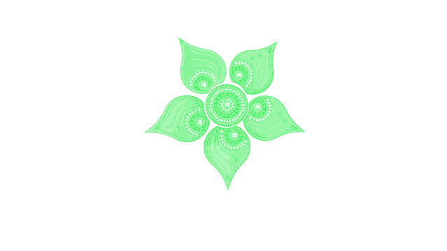 Green Petal Flower Rhinestone Sticker Ornament Design on White Background
