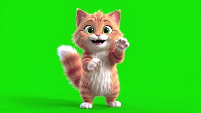 Cute Dancing Cat Animation 😺 | Funny Cartoon Cat Dance | Adorable Kitten Dance Video | Green Screen Animation | Funny Animal Cartoon for Kids & Family