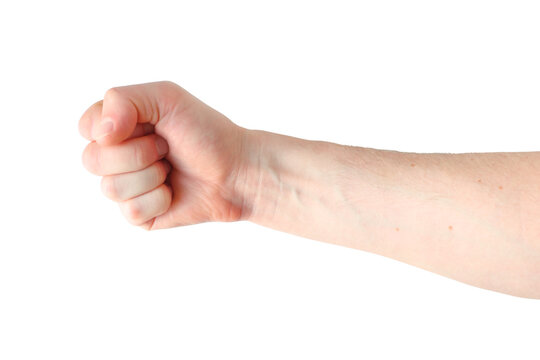 clenched fist, human hand showing power and anger, isolated on transparent background