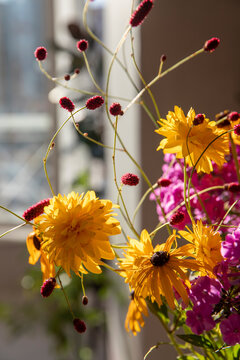 Bouquet with phlox and summer garden flowers