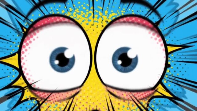Retro Comic Book Pop Art Style Animated Eyes Expression