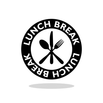 Lunch break circle sign icon with shadow