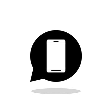 Mobile phone sms chat text message speech sign icon with shadow