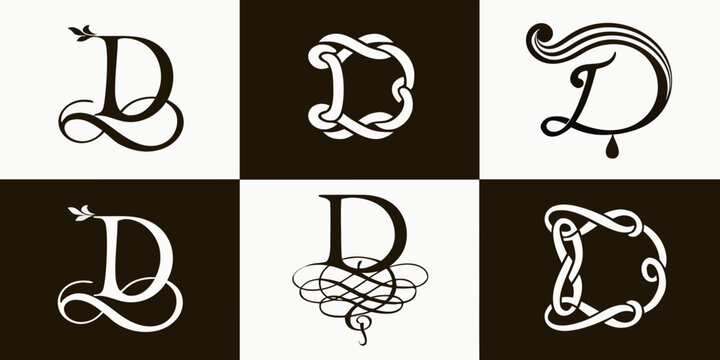 Ornate letter d monograms a collection of vector illustrations