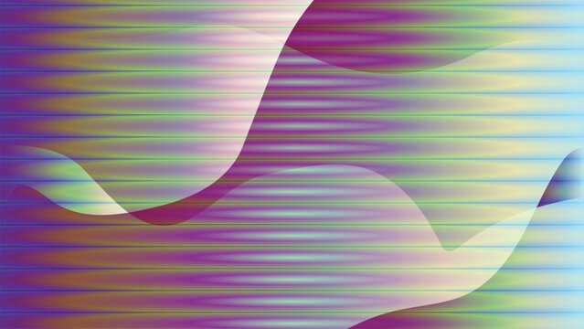 Abstract wavy background with purple and green gradients, geometric line pattern vector illustration, modern digital art texture for web banners and creative graphic design projects