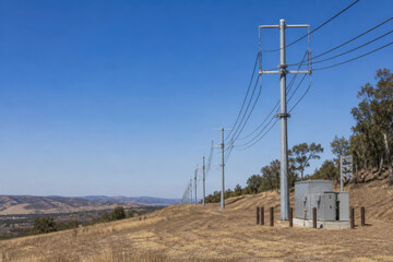Obraz premium Wildfire Hardened Power Grid with Reinforced Transmission Lines