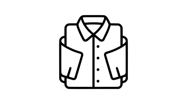 Minimal folded button down shirt outline icon for clothing fashion and laundry services