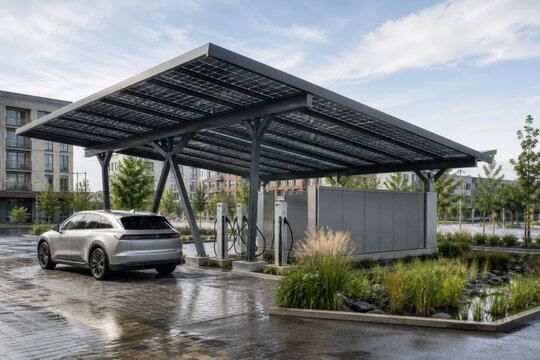 Resilient EV Charging Plaza with Solar Canopy