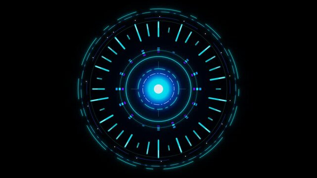 Futuristic blue HUD circle interface design element for high-tech graphics and digital sci-fi displays