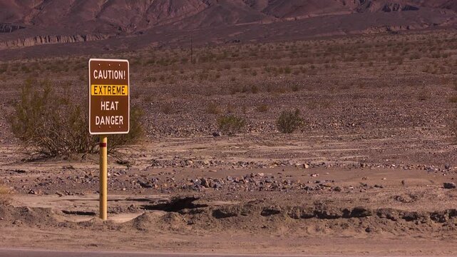 Extreme heat danger sign in death valley