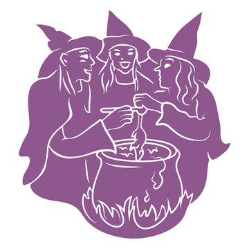 Witch coven silhouette