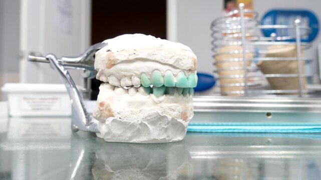 modeling of artificial teeth on a plaster model