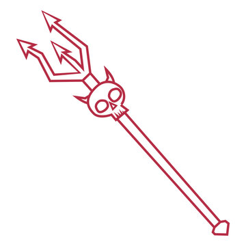 Devil trident icon with a sklull