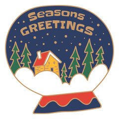 Season greetings snow globe Christmas quote badge © Vexels
