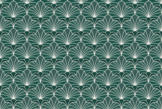 Geometric floral art deco abstract pattern. Symmetrical decorative background.