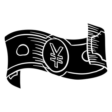 Simple yen bill business money icon