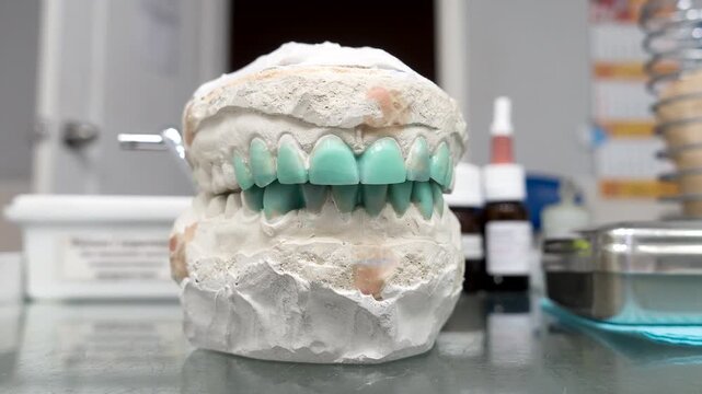 modeling of artificial teeth on a plaster model