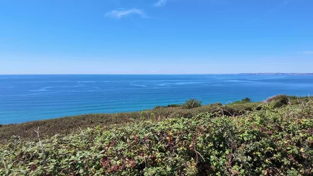 Whtsand Bay Cornwall England UK. 13.08.2026. Video.  A drive along the coast road overlooking Whitsand Bay, travelling west towards Looe.