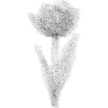 Flower in gradation stipple effect, for grunge punk y2k collage design. Vector illustration in vintage halftone dadaism design for banner or poster 