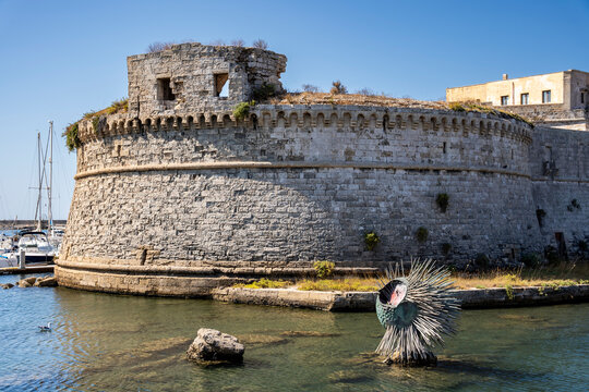 Rivellino, the eastern bastion of the historic castle of Gallipoli, built between 1515 and 1522 as part of the city's defensive system, Salento, Puglia, Italy.