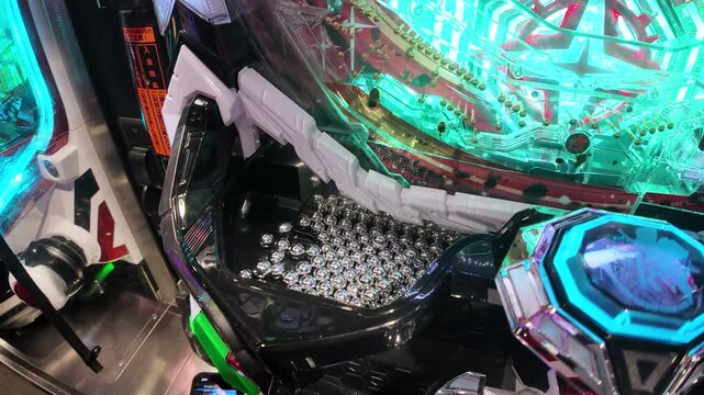 Pachinko Balls Jackpot Falling in Japanese Style Gambling