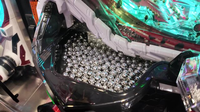 Pachinko Balls in Machine, Japanese Arcade Style Gambling Machine
