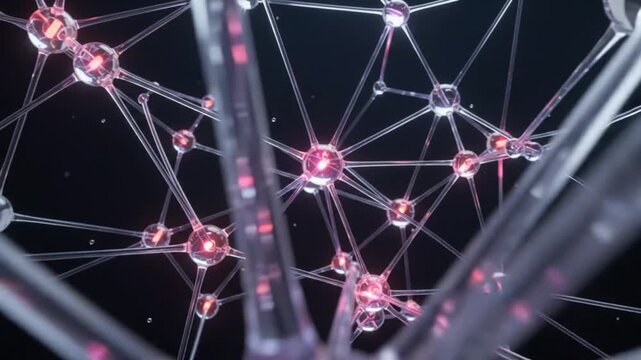 Abstract neural network visualization glowing blue neuron with interconnected nodes science and technology concept