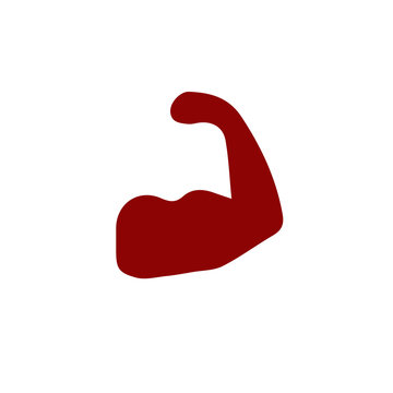 A flexed bicep muscle symbol representing strength or fitness.
