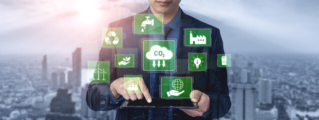 Obraz premium ESG concept integrates environmental, social, and governance practices to promote sustainability, responsibility, and ethical business development Vouch